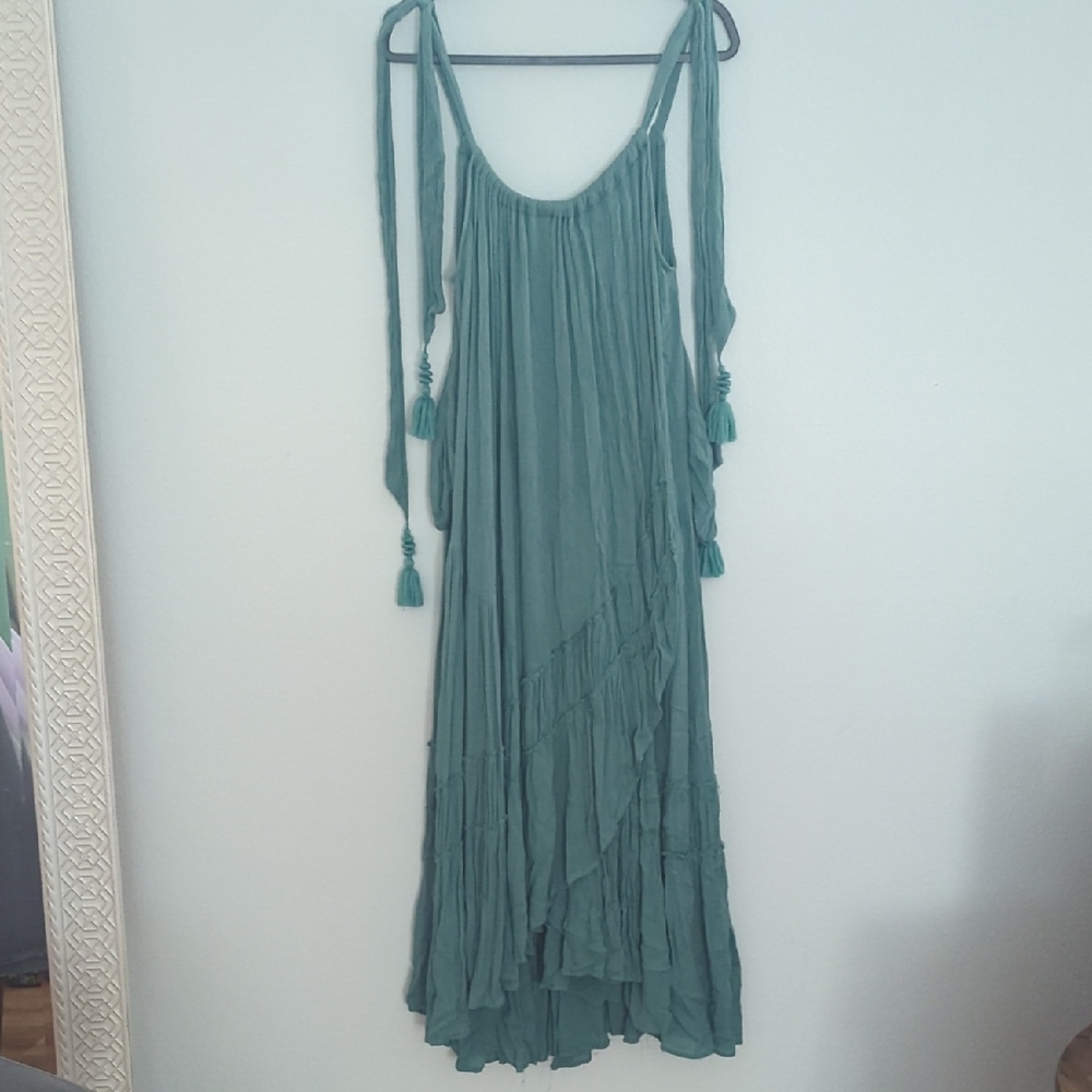 Free People Womens Wrap Teal Maxi Dress